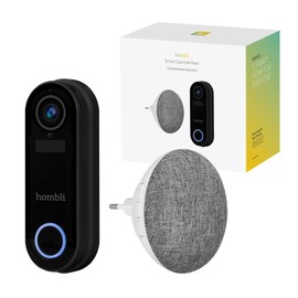 Hombli Smart Wireless Doorbell with Chime 2 with Intercom Function, 140° Angle Camera with HD 1080p Video, Motion Detection & Night Vision, 2.4GHz WiFi, MicroSD, Cloud Storage, IP65 Water Protection