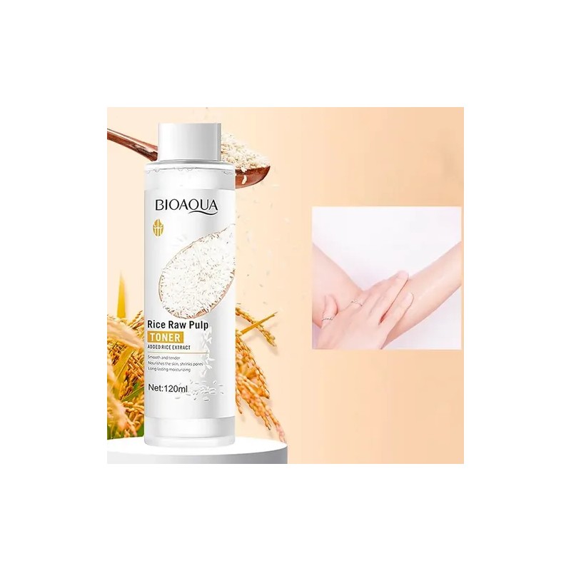 Bioaqua tónico de arroz 120 ml, aclara e hidrata suavemente