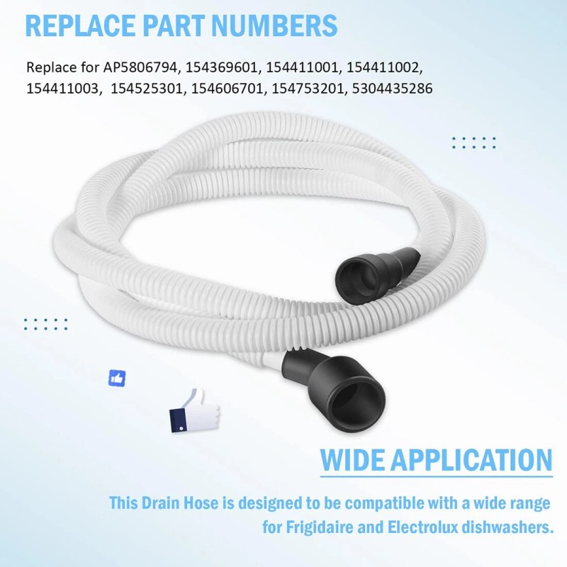 for Electrolux Frigidaire Drain Hose 807117001 for Electrolux Frigidaire Dishwasher