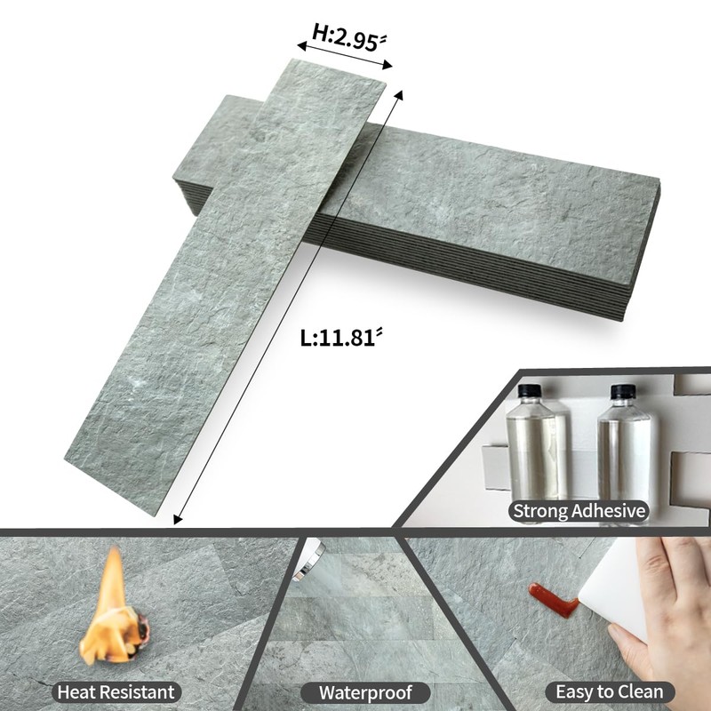 AULIGET 40-Piece Mountain Rock Peel and Stick Backsplash Wall Tiles,