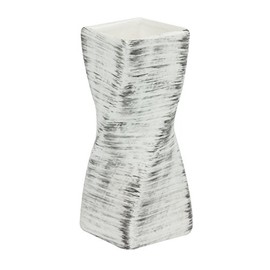 Twist ceramic flower bouquet vase in white colour with black stripes