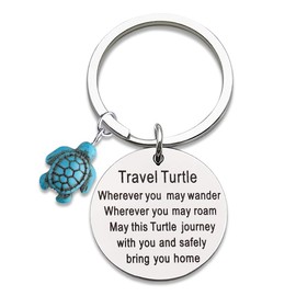 Yreamont Sea Turtle Gifts for Women & Men Travel Keychain Wherever You May Wander Good Luck Charm for Travel Lovers Birthday Keychain
