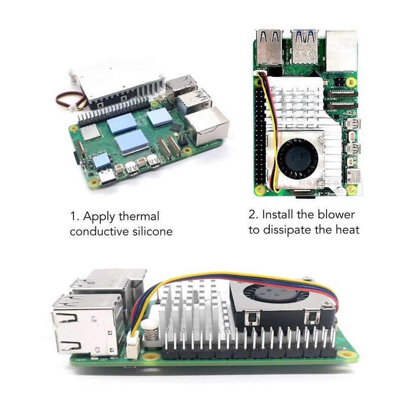 for Pi 5 Cooler Replacement Aluminium Alloy Temperature Controlled PWM