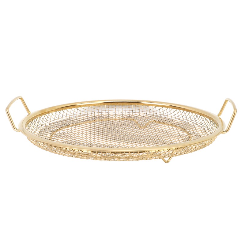 Stainless Steel Fruit Basket Double Handles Metal Mesh Drain Round