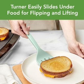 Tovolo Elements All Silicone Spatula and Slotted Turner, Set of 2 Kitchen Utensils, 600°F Heat Resistant and Safe for Nonstick Cookware