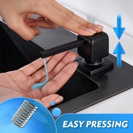 CREA Kitchen Sink Soap Dispenser, Built in Hand Soap Dispenser Pump Dish Lotion Dispenser Countertop Soap Dispenser Pump with 39inch Extension Tube Kit, Refill from The Top (Black)