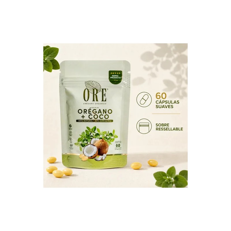 Aceite De Orégano Y Coco Ore 60 Cápsulas Softgel Orgánico
