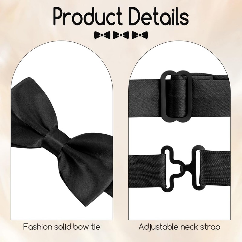 Bluckincle Black Bow Tie,Black Bow Ties for Men,Halloween Bowtie,Clip on