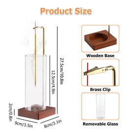 Incense Stick Holder, Modern Incense Stick Holder with Removable Ash Catcher, Incense Holder Wooden Base, Wood Inverted Incense Burner