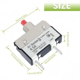 EPLZON 4.5A 4.5 Amps 125/250V AC 50V DC Manual Reset Push Button Thermal Circuit Breaker Overload Protection Quick Connect Terminals Switch for Upright Vacuum Cleaner(1Pack)
