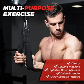 Triceps Rope Cable Attachment, Triceps Handle, Triceps Pull Down Rope for Push Downs, Crunches, Facepulls, Multiple Grip Options for Use at Home or in the Gym