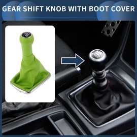 INFINAUTO 6-Gang-Schaltknauf mit Abdeckung, Getriebestick-Schaltknauf für Volkswagen Bora Golf MK4 1998-2007 Kunststoff-Kunstleder Grün Schwarz, 1 Stück