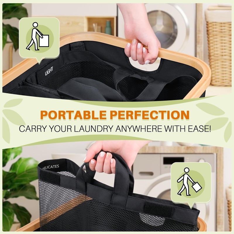 Laundry Hamper 3 Section, 160l Extra Large Hampers For Laundry