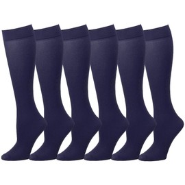 Falari 6 or 12 Pairs Women Trouser Socks with Comfort Band Stretchy Spandex Opaque Knee High