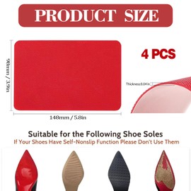 BHUJIA Flower Pot Shoe Sole Protector, Red Sole Protector - Non-Slip Shoe Pads Shoe Bottom Protector, Anti Slip Shoe Grips for Women Shoe Bottom and Heel Anti Slip Grip