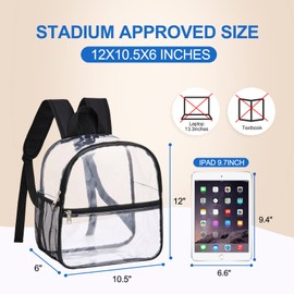 USPECLARE Clear Backpack for Stadium Approved 12×6×12, Water proof Clear Bag for Stadium Events and Concert Work Sport Event