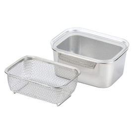 Pearl Metal HB-5346 Hey Plus Stainless Steel Lid Deep Bat & Corner Colander Set