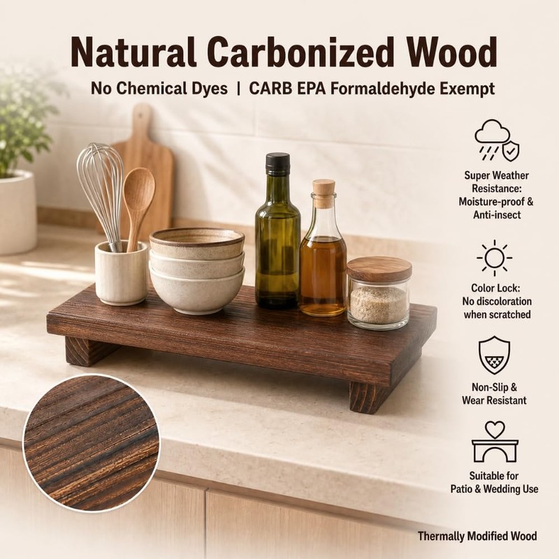 Wood Riser Tray Soap, Stand Soap Tray for Kitchen Sink,