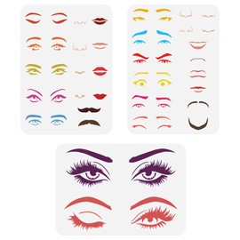 FINGERINSPIRE Set of 3 Painting Stencils with Face Features 21 x 29.7 cm Eyes Nose Mouth Eyebrow Beard Drawing Template Face Features Stencil for Painting on Wood Wall Fabric Furniture