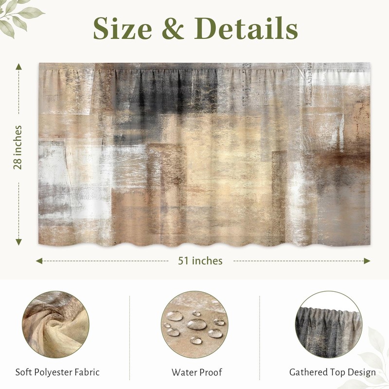 Cabinet Curtain, 28"W x 51"L, Brown Sink Skirt for Kitchen