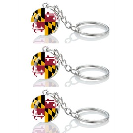 LLBFHH 3 Pcs Maryland State Flag Key Chain,Cool Keychain for Car Keys,Stainless Steel Keyrings & Keychains,Used for Home Decoration,Jewelry Hanging Decorations.