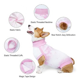 Pinellia Dog Recovery Suit, Abdominal Wound After Surgery Wear, Prevent Licking Wounds, E-Collar & Cone Alternatives, Tie Dye Dog Surgical Shirt Dog Spay Bodysuit Anti Shedding(XL, Pink)