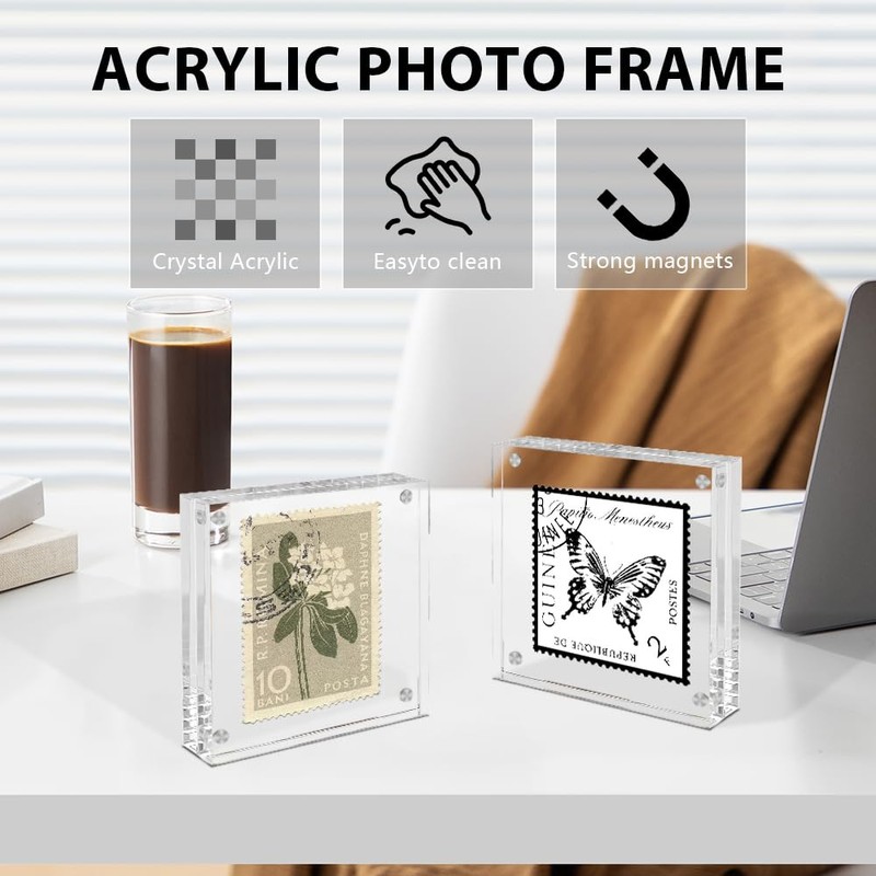Airsnigi 3x3 Acrylic Picture Frames 4 Pack, Square Clear Photo