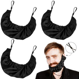 EBOOT 3 Gorros para Barba para Hombre Pañuelo de Funda de Barba Protector de Delantal de Vello Facial Ajustable Gorro con Pechera para Dormir (Estilo Ajustable, 18 x 8 Pulgadas)