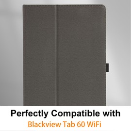 Haofun Case Compatible with Blackview Tab 60 WiFi/Tab 60 Pro, Ultra Thin PU, Slim and Lightweight Flip Case, Foldable, Back Cover Flip Stand, Slim Protective Case with Hand Strap, Black