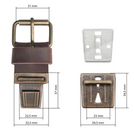 Thielemann Replacement Buckle for Bags with a 3cm Wide Strap, Bag Clasp with Push Buckle & Pin Lock Replacement Part for DIY Repair, Ranger | Dark Brown