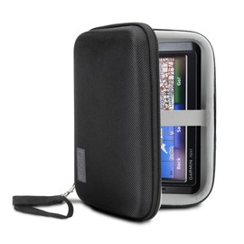 USA Gear Hard Shell Electronic Organizer Travel Case 19 cm with Weather Resistant Exterior and Large Mesh Accessory Pocket - Compatible with Garmin GPS, Chargers, and More Electronics - Black