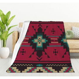 HGOD DESIGNS Ethnic Pattern Blanket Southwest American Indian Aztec Print Throw Soft Warm Lightweight Blanket for Women Birthday Christmas, Home Living Room Decor 100x130cm