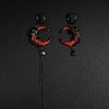 Gothic Red Moon Rose Earrings for Women Vintage Asymmetric Rose