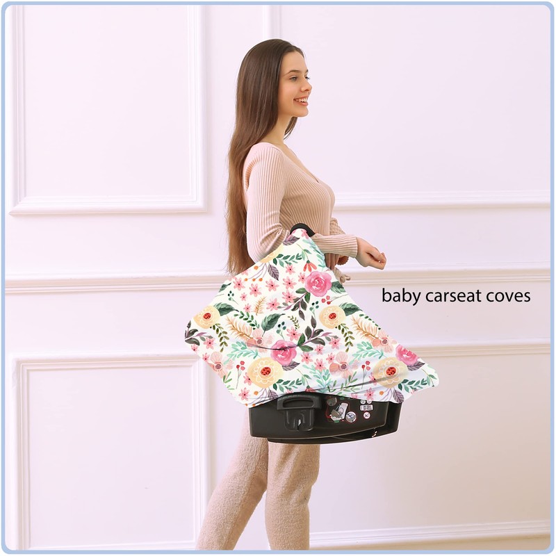 Nursing Carseat Canopy Breastfeeding Cover - Multi-use Stretchy Car Seat