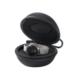 HZONGMINGZT Travel Watch Case Portable Watch Organizer Box Single Watch Storage Box for all Wristwatches & Smart Watches up to 50mm (Black)