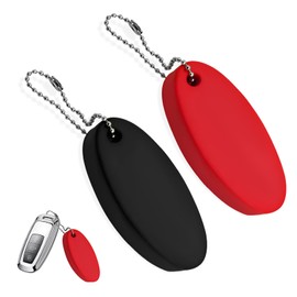 MUQIDA 2 PCS Floating Keychain, Oval Foam Floating Key Ring for Boating Fishing Surfing, Boat Key Chain for Outdoor Sports (Black+ Red)