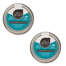 All Good - Organic Sunscreen Butter - Zinc Oxide - Coral Reef Safe - Water Resistant - UVA/UVB Broad Spectrum - SPF 50+ (1 oz)(2-Pack) -...