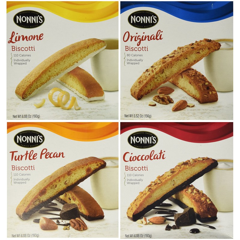 Nonni's Biscotti Variety - (Cioccolati, Limone, Originali, Turtle Pecan), 6.8