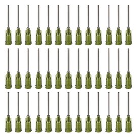 BENECREAT 120Pcs 304 Stainless Steel Dispensing Needle, 14 Gauge Dark Olive Green Blunt Tip Glue Bottle Needles with Luer Connector for Alcohol, Essential Oil Dispensers