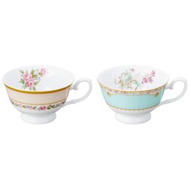 Narumi 41720-33457 Floral Boutique Cup and Saucer Set, 6.8 fl oz (190 cc), Spoon Included, Set of 2