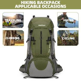 HongXingHai 70L Camping Hiking Backpack with Rain Cover Waterproof Backpacking Backpack for Hiking Treeking Climbing Outdoor (ArmyGreen)