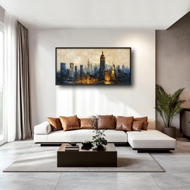 New York Large Wall Art for Living Room New York City Skyline Buildings Picture Decoration Modern Abstract Cityscape Canvas Painting Wall Decor Framed Artwork for Bedroom Bathroom Office 30"x60"