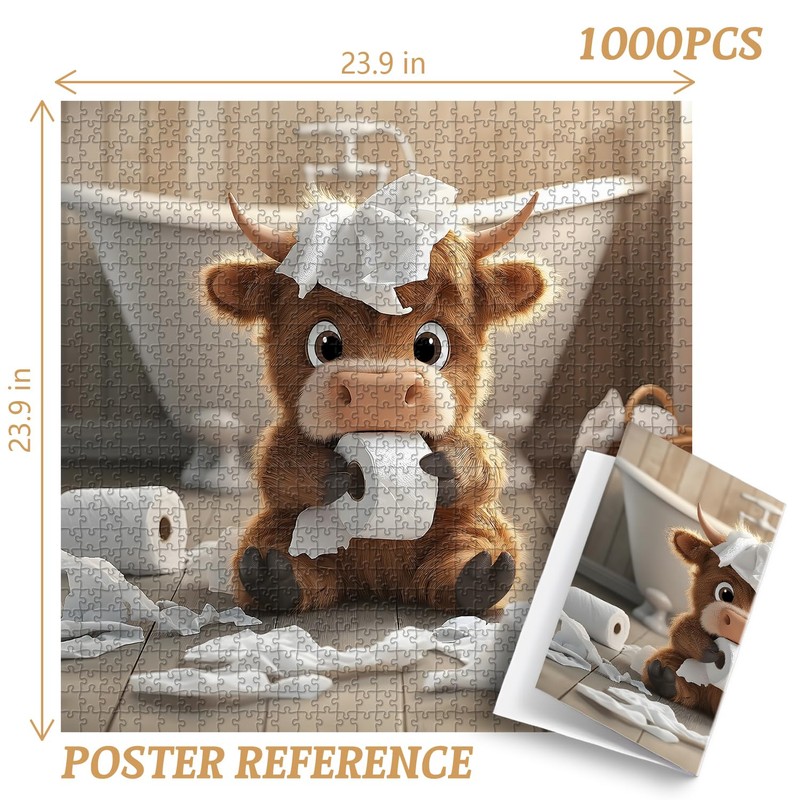 Highland Cow Puzzles for Adults 1000 Pieces,Cute Cow Jigsaw Puzzle,