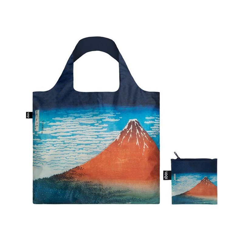 LOQI HO.RF Museum Hokusai's Reusable Shopping Bag, Polyester, Red Fuji,