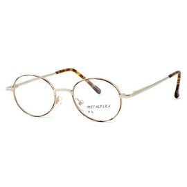 Calabria Metal Flex KIDS L Round Blue Light Blocking Reading Glasses +3.00 Demi Tortoise Havana Brown Gold Amber Girls 40mm