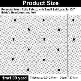 OLYCRAFT 1M Black Veil Neting Fabrics with Small Ball 200mm Wide Bridal Wedding Veil Net Birdcage Veil Netting Fascinator Millinery Netting Fabric for Bride's Headdress Veil Making