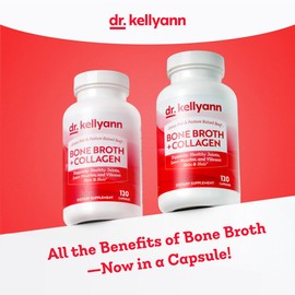 Dr. Kellyann Bone Broth Capsules | 500mg Collagen Per Serving | Supports Gut Health | Joint & Cartilage Repair | Skin Hair Nails | Fasting Support | Grass-Fed Beef | Digestive Wellness | 40 Servings