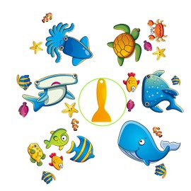 SHULLIN 6 Sheets Non Slip Bath Mat Stickers Bath Stickers Non Slip Bathtub Stickers Non-Slip Sea Animal Bathtub Shower Deco with Scraper for Shower Bathroom Kitchen(24 marine animals)