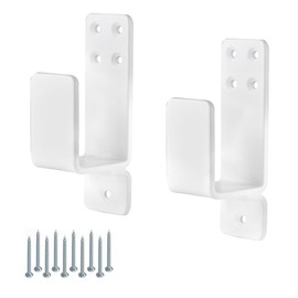 2 Pcs 2x4 Door Barricade Brackets, Drop Bar Security Door Brackets Metal U Brackets for Home, Barn, Shed, Garage, Gate Door Security (White)