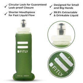 FITLY Flask 250 ml Forest Green - Ideal for Running, Hiking, Cycling - Running Water Bottle for Outdoor Sports - Sports Bottle Water Bottle Hiking - Water Bottle for Hydration Backpack